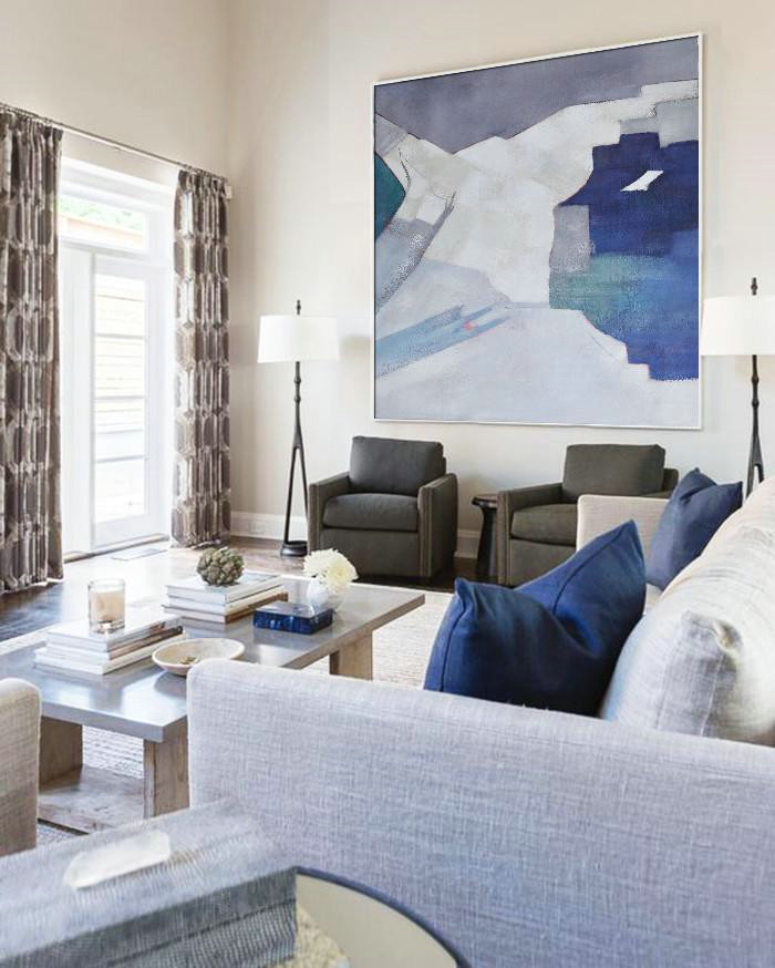 Large Abstract Art,Oversized Contemporary Art,Hand Made Original Art,Blue,White,Grey.etc